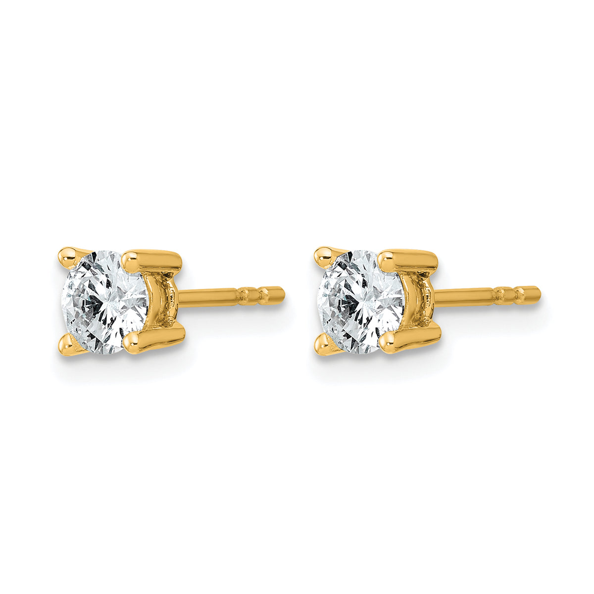 Round Lab Grown Diamond 4-Prong Studs - 14k Yellow Gold / 2/3 ctw. / VS+ F+ Certified