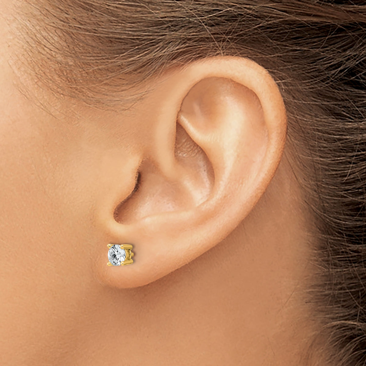 Round Lab Grown Diamond 4-Prong Studs - 14k Yellow Gold / 2/3 ctw. / VS/SI+ G+