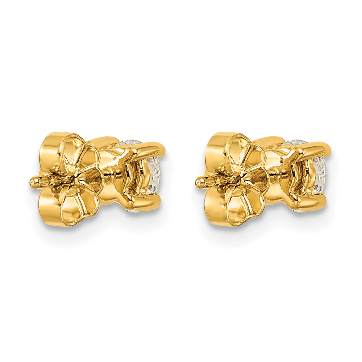 Round Lab Grown Diamond 4-Prong Studs - 14k Yellow Gold / 2/3 ctw. / VS/SI+ G+ Certified