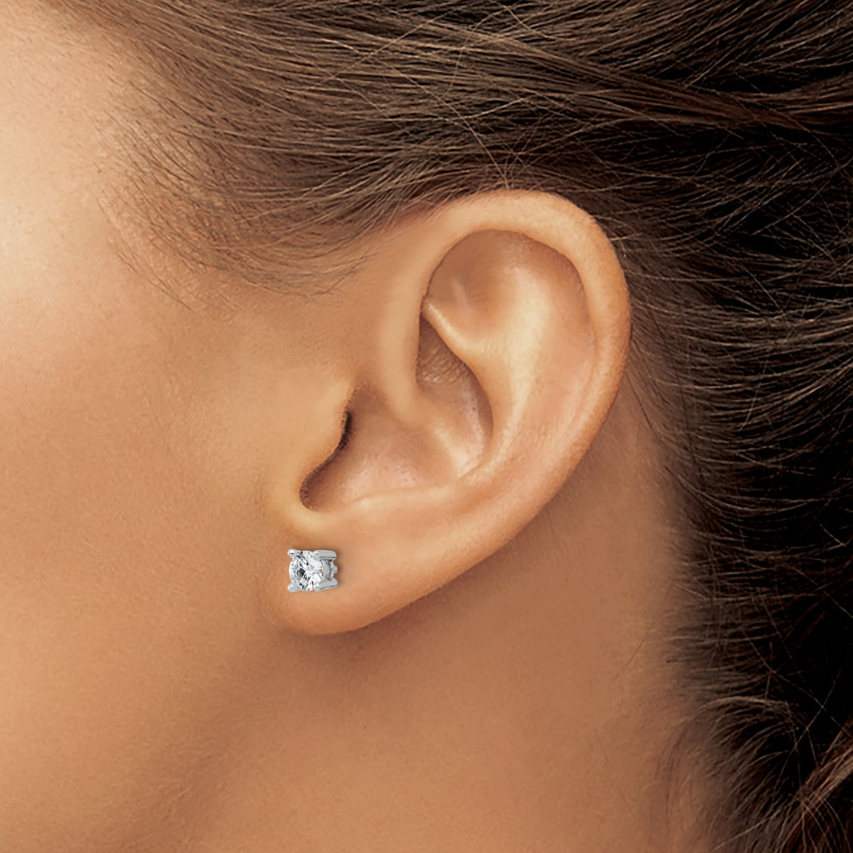 Round Lab Grown Diamond 4-Prong Studs - 14k White Gold / 7/8 ctw. / VS+ F+