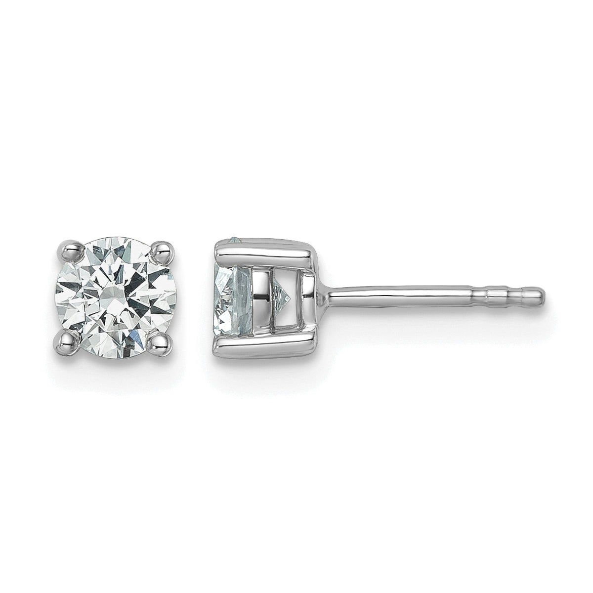 Round Lab Grown Diamond 4-Prong Studs - 14k White Gold / 7/8 ctw. / VS+ F+