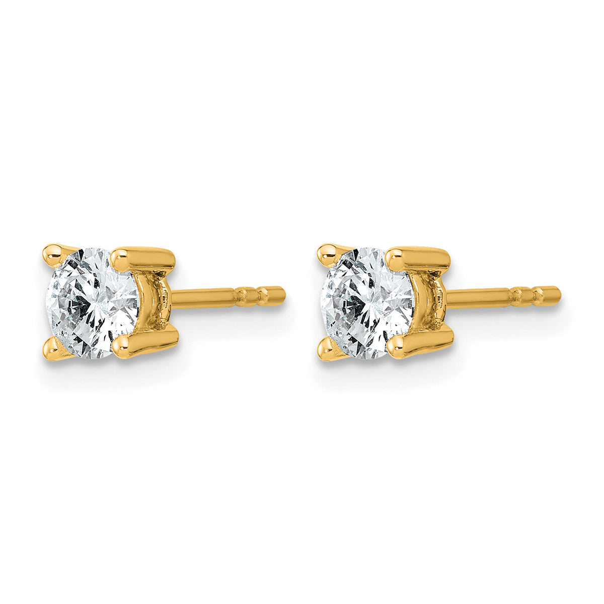 Round Lab Grown Diamond 4-Prong Studs - 14k Yellow Gold / 7/8 ctw. / VS+ F+