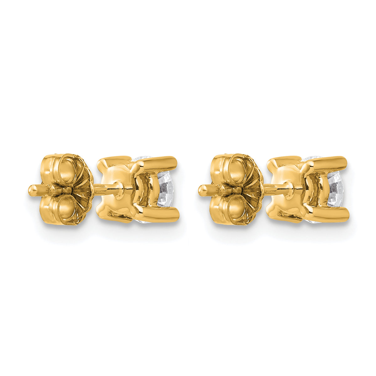Round Lab Grown Diamond 4-Prong Studs - 14k Yellow Gold / 7/8 ctw. / VS+ F+