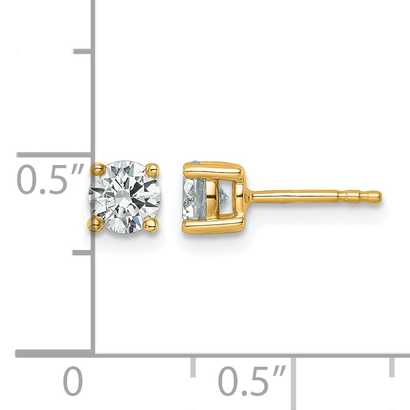 Round Lab Grown Diamond 4-Prong Studs - 14k Yellow Gold / 7/8 ctw. / VS+ F+