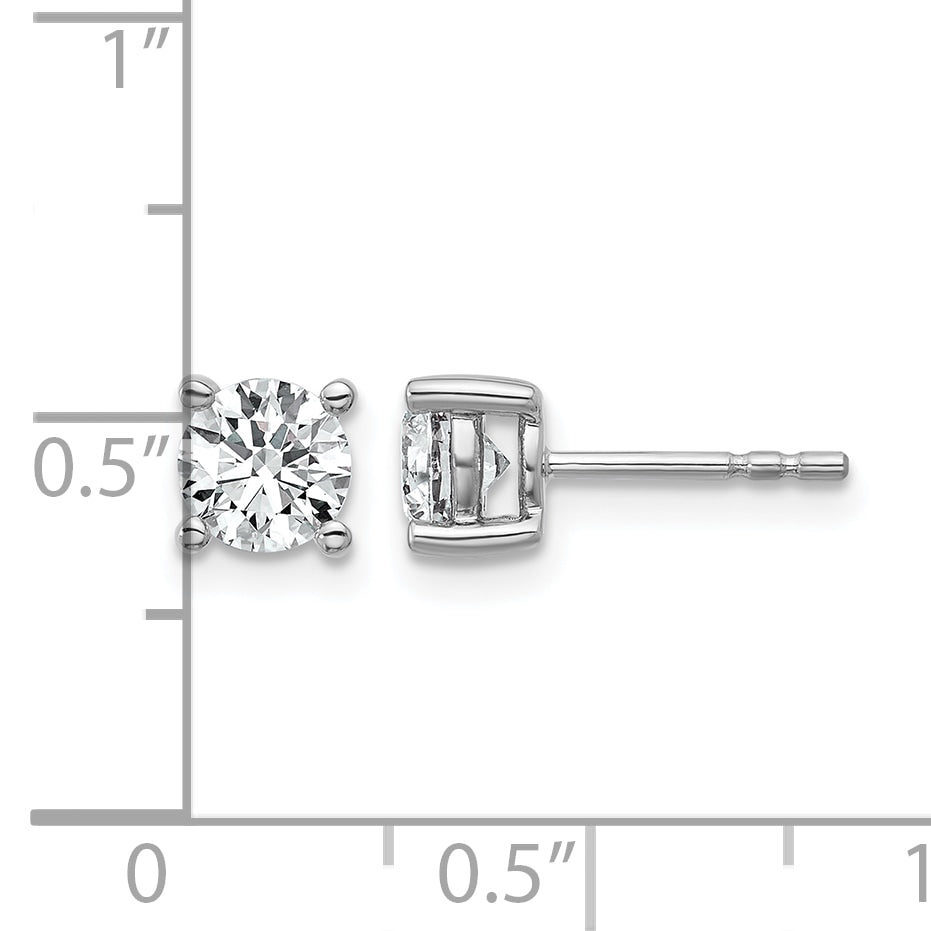 Round Lab Grown Diamond 4-Prong Studs - 14k White Gold / 1 ctw. / VS+ F+