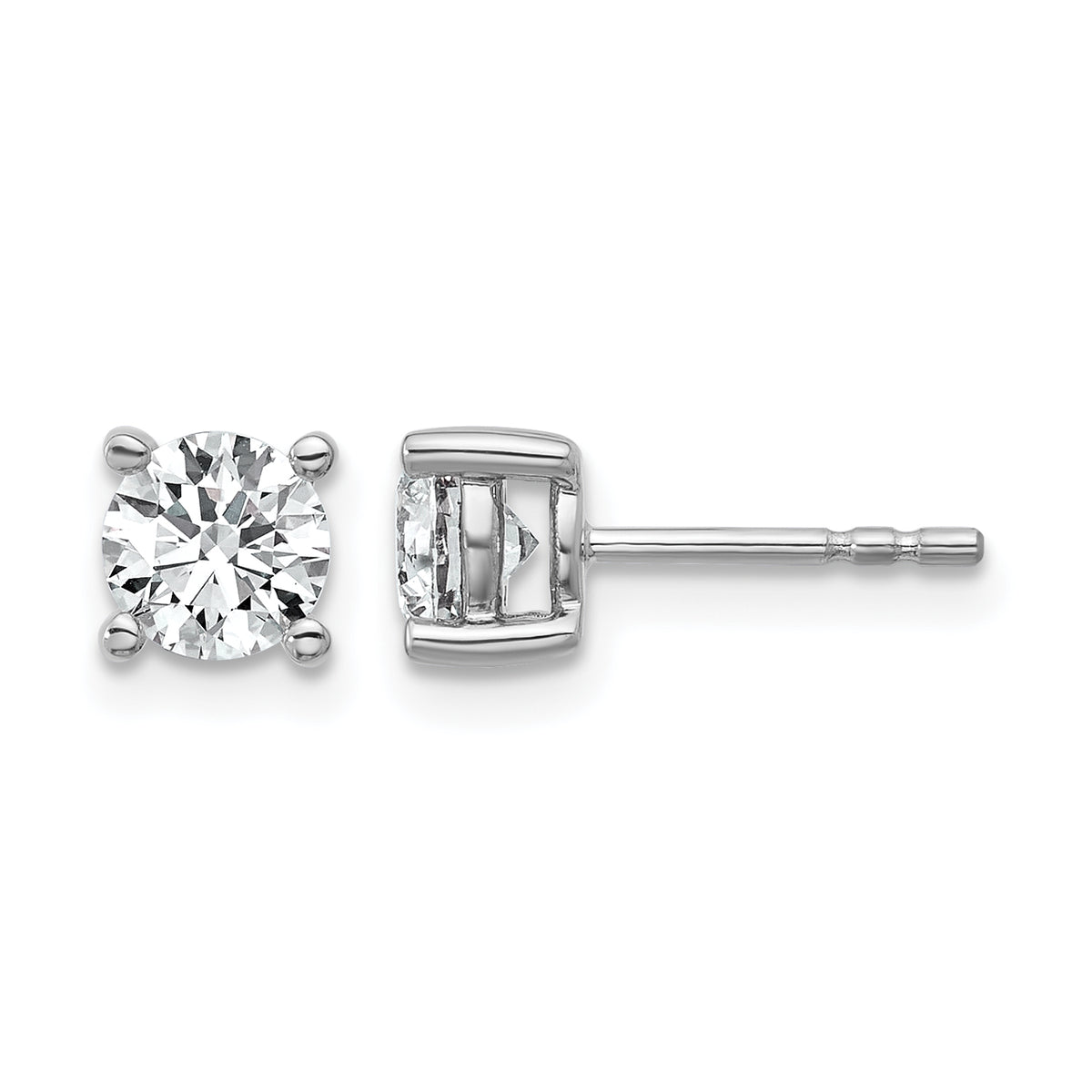 Round Lab Grown Diamond 4-Prong Studs - 14k White Gold / 1 ctw. / VS+ F+