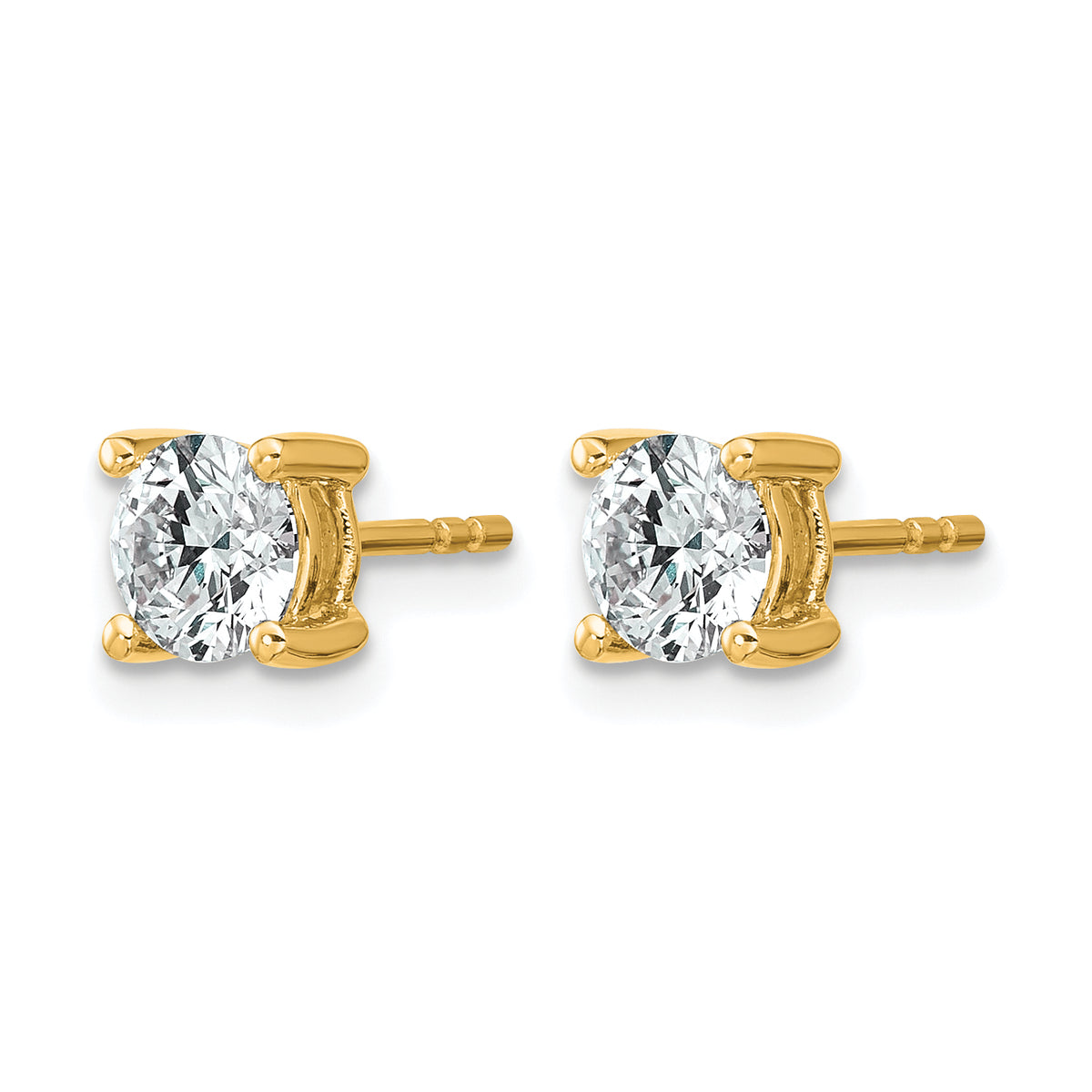 Round Lab Grown Diamond 4-Prong Studs - 14k Yellow Gold / 1 ctw. / VS+ F+