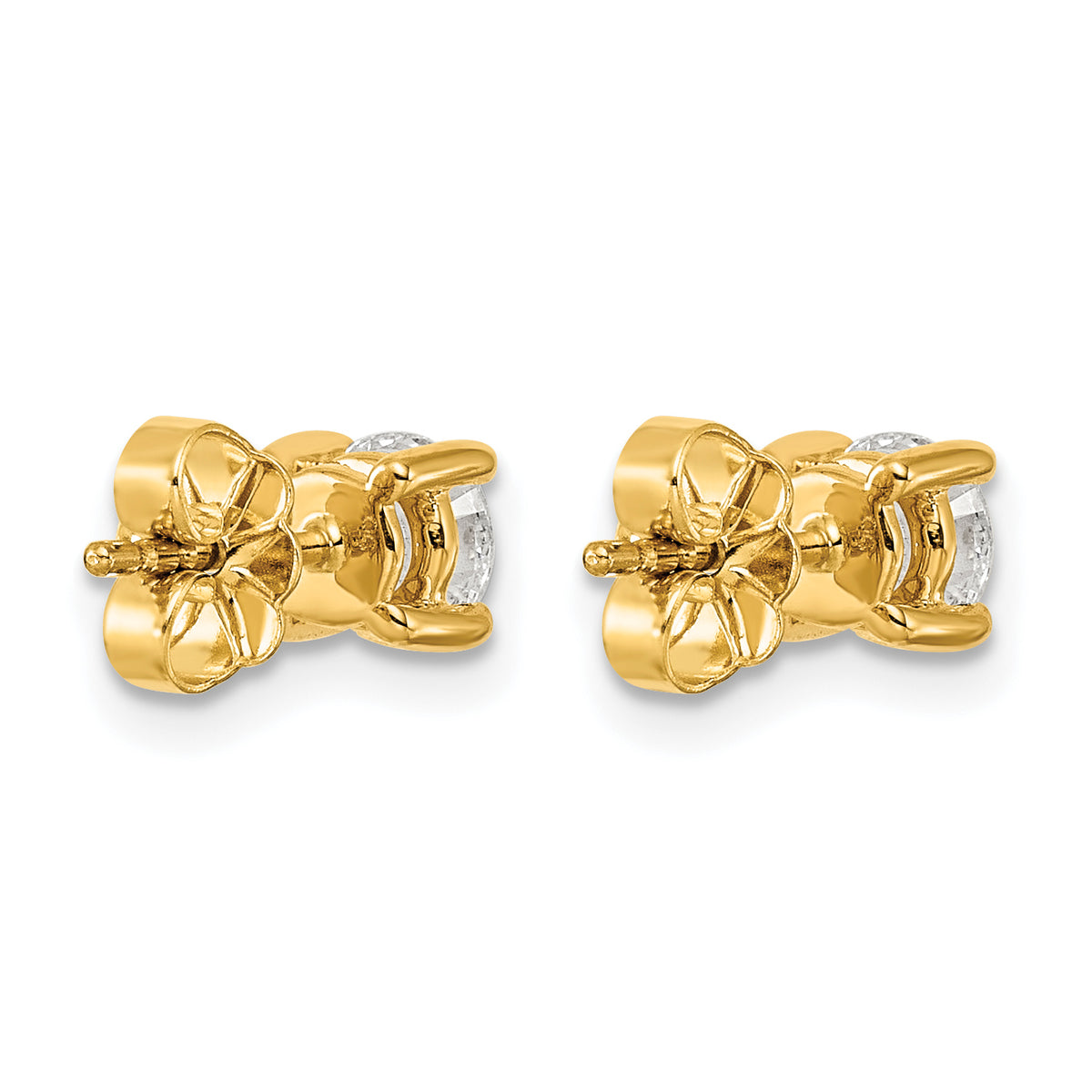 Round Lab Grown Diamond 4-Prong Studs - 14k Yellow Gold / 1 ctw. / VS+ F+