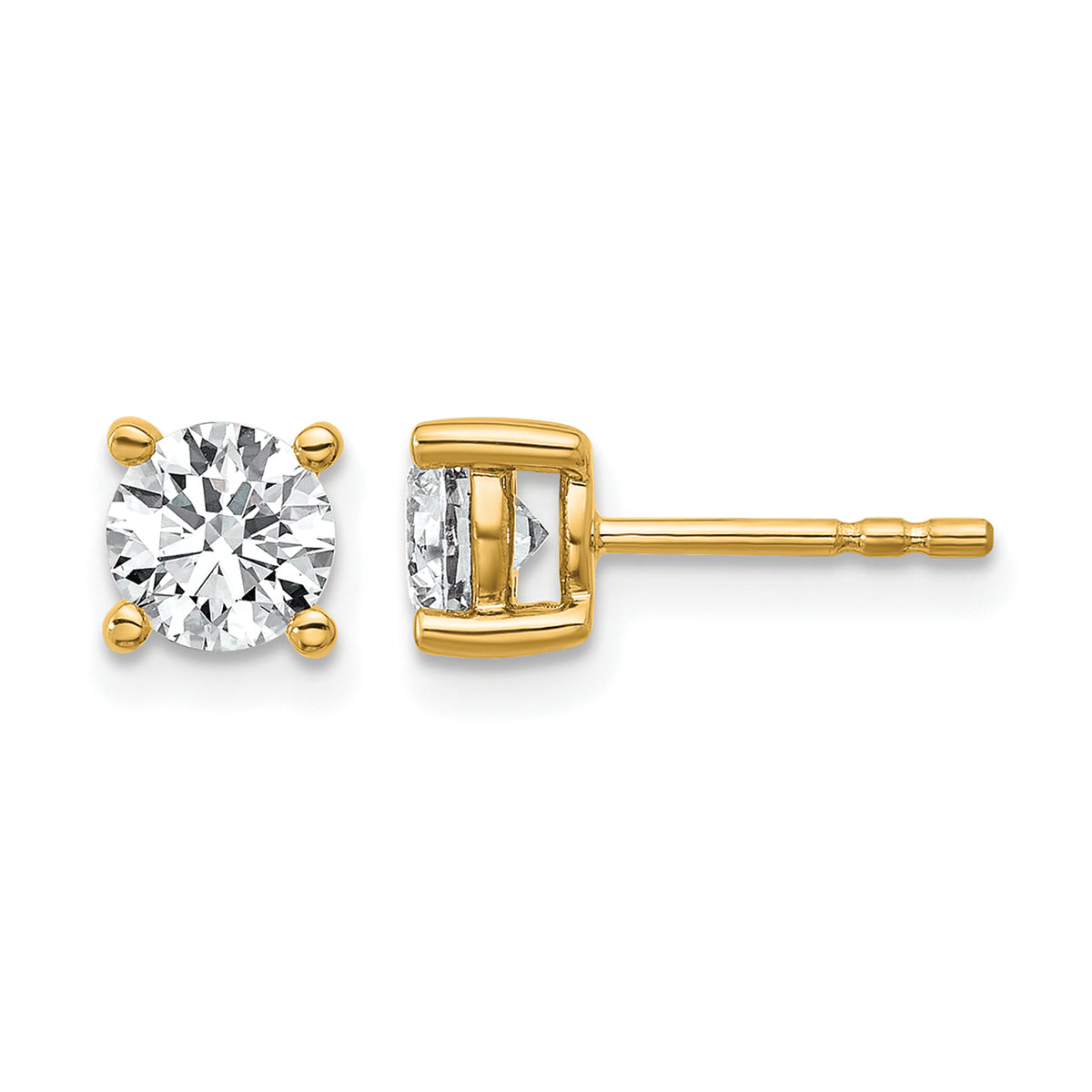Lab Grown Diamond Gold 4-Prong Lightweight Solitaire Earrings - 14k Yellow Gold / 1 ctw. / VS/SI+ G+