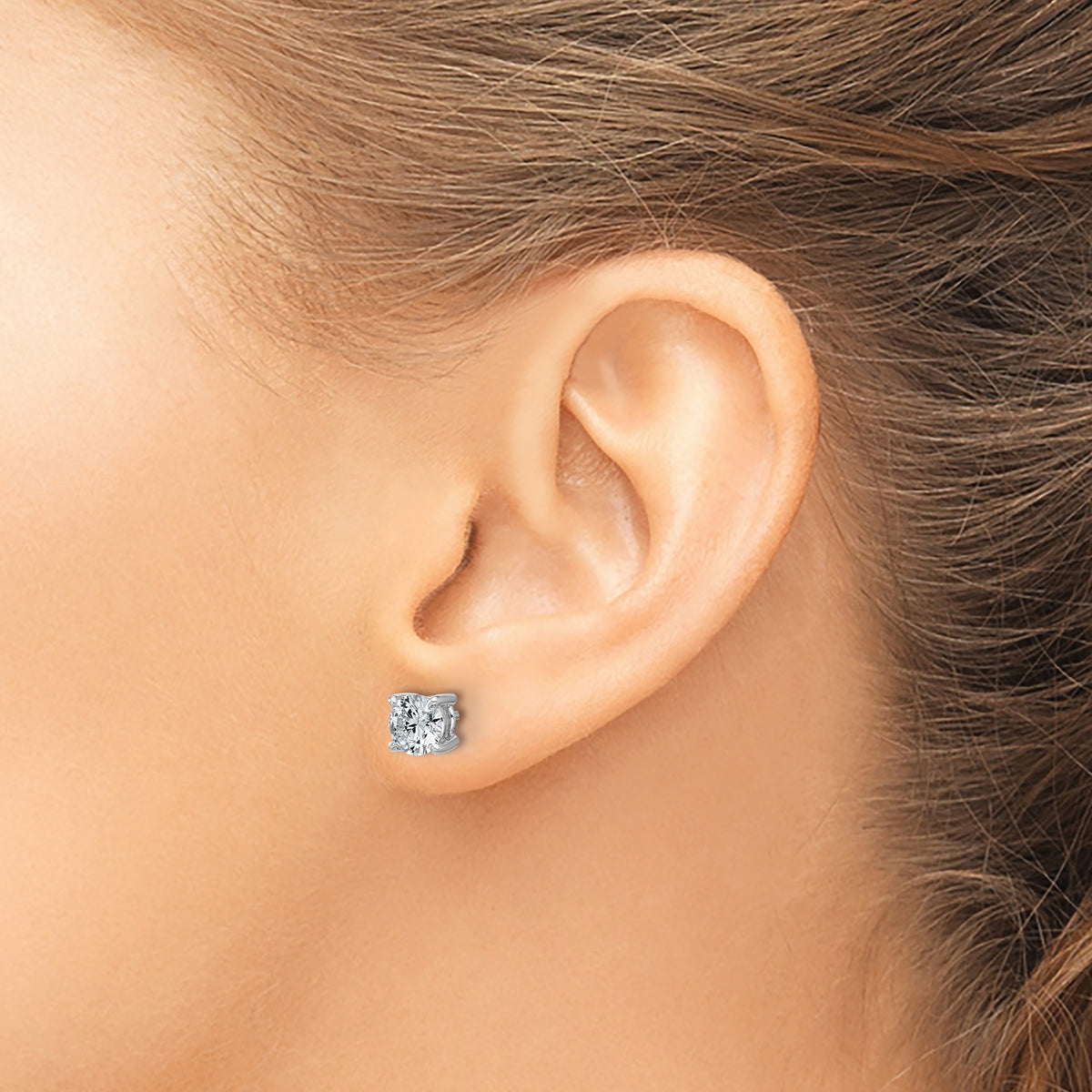 Round Lab Grown Diamond 4-Prong Studs - 14k White Gold / 1-2/5 ctw. / VS+ F+