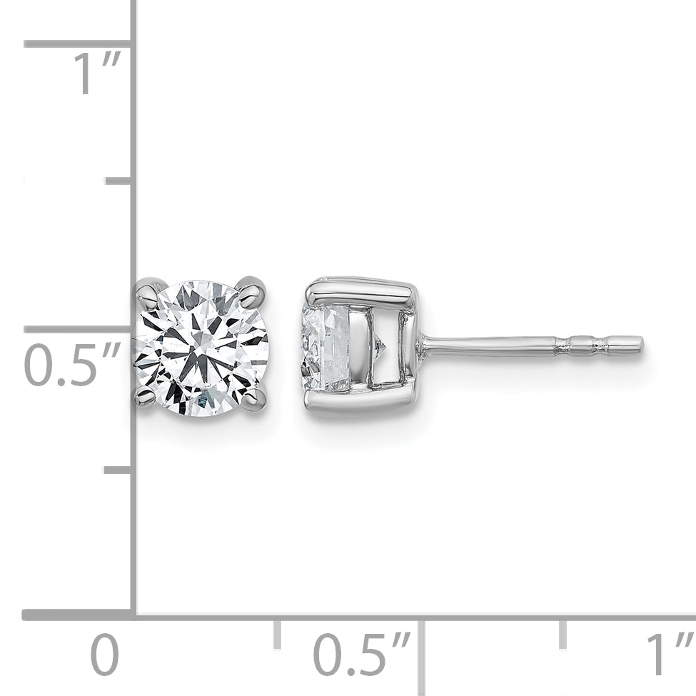 Round Lab Grown Diamond 4-Prong Studs - 14k White Gold / 1-2/5 ctw. / VS+ F+