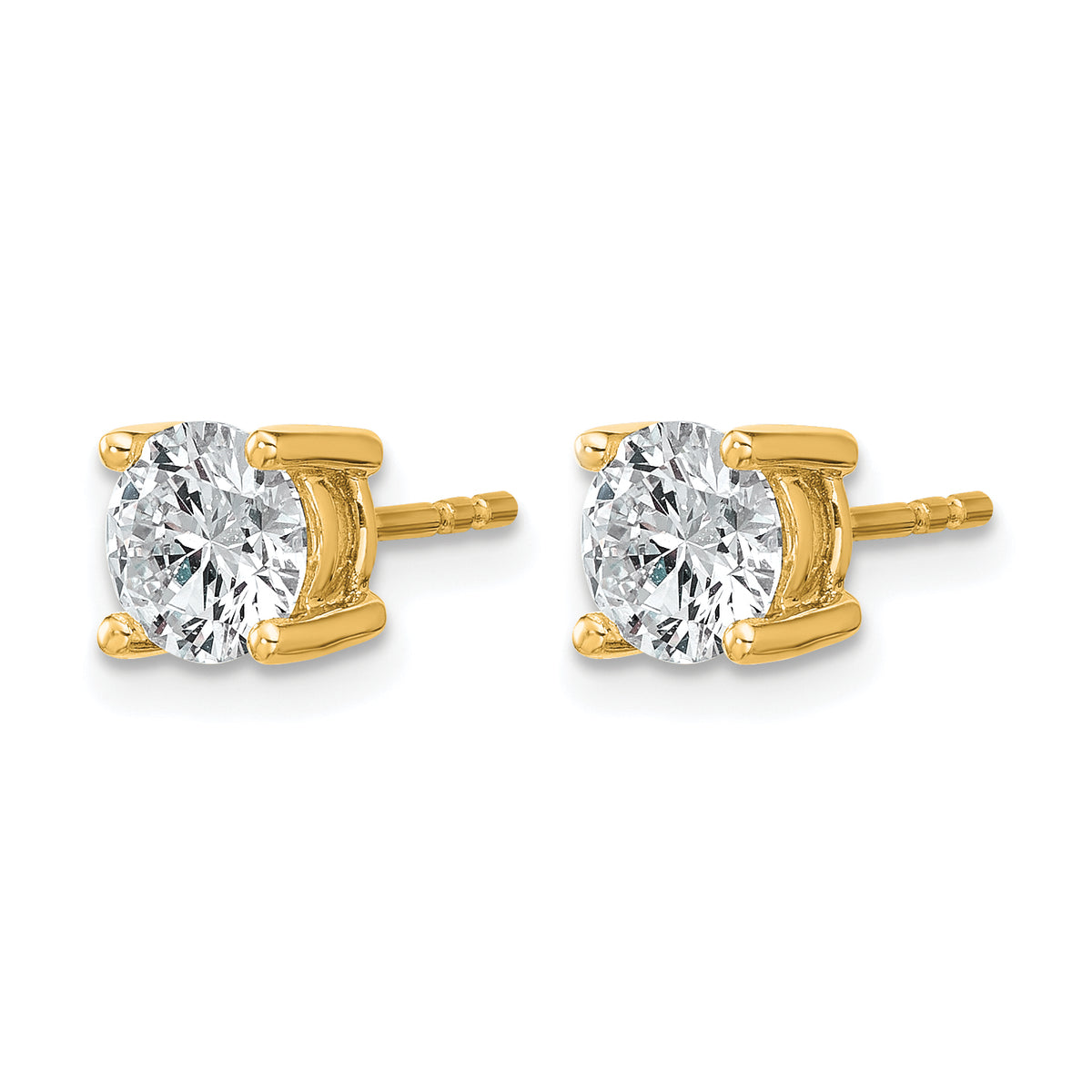 Round Lab Grown Diamond 4-Prong Studs - 14k Yellow Gold / 1-2/5 ctw. / VS+ F+