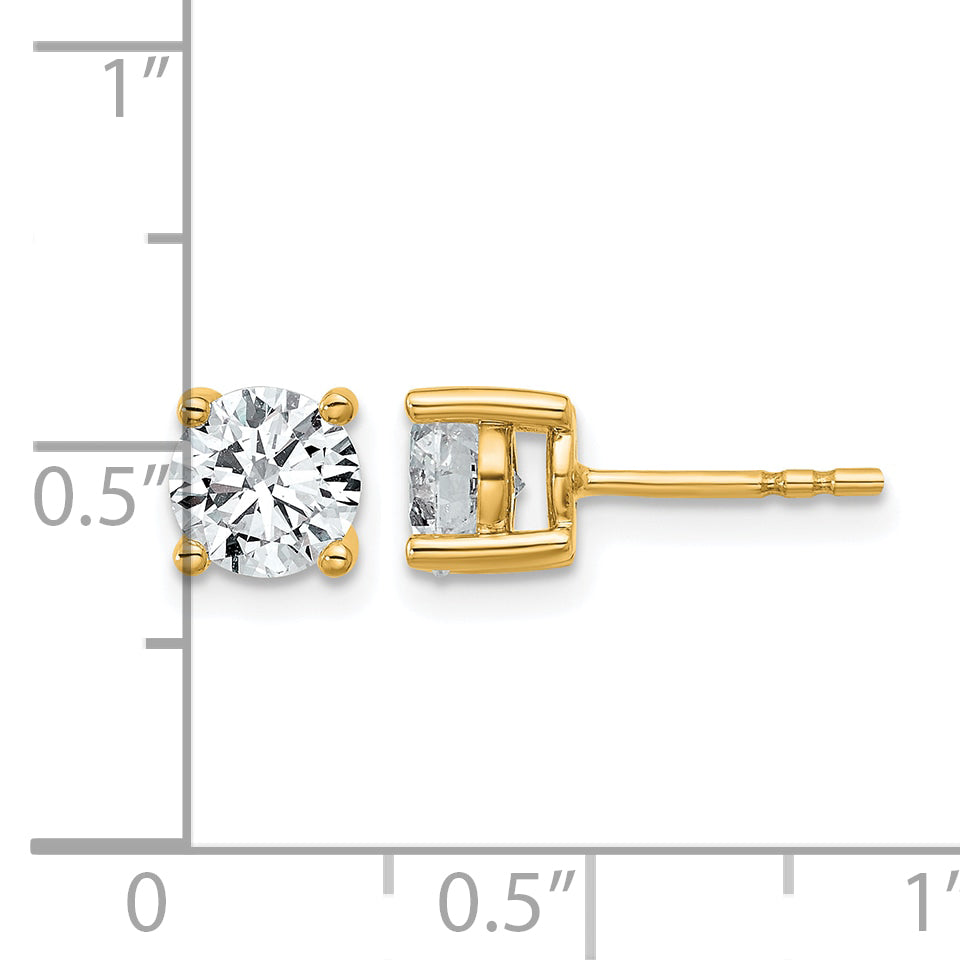 Round Lab Grown Diamond 4-Prong Studs - 14k Yellow Gold / 1-2/5 ctw. / VS+ F+