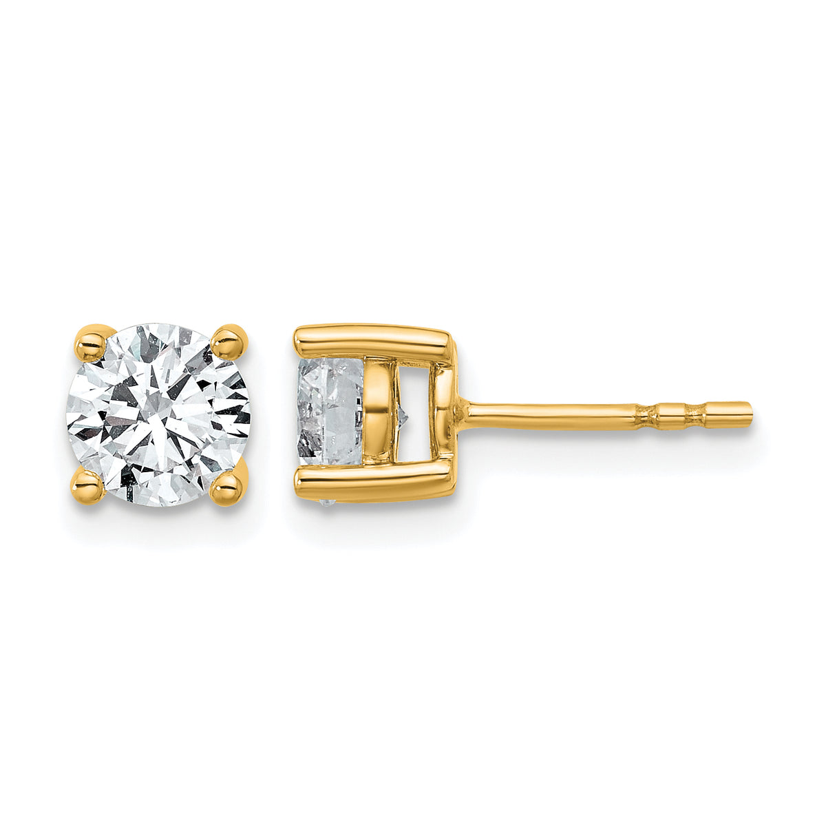 Round Lab Grown Diamond 4-Prong Studs - 14k Yellow Gold / 1-2/5 ctw. / VS+ F+
