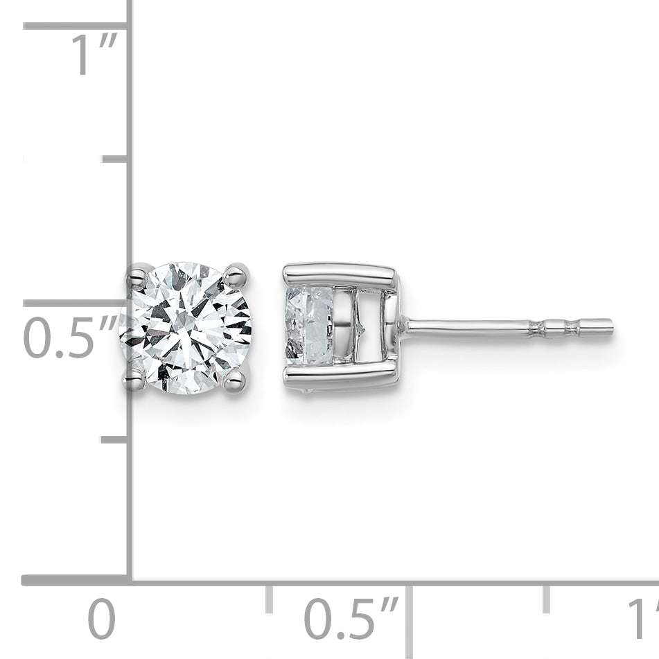 Round Lab Grown Diamond 4-Prong Studs - 14k White Gold / 1-3/4 ctw. / VS+ F+