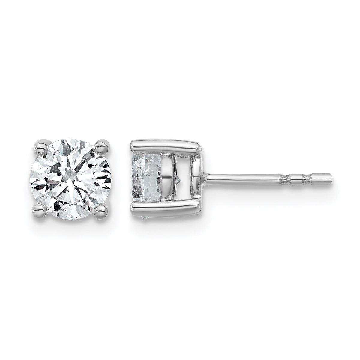 Round Lab Grown Diamond 4-Prong Studs - 14k White Gold / 1-3/4 ctw. / VS+ F+