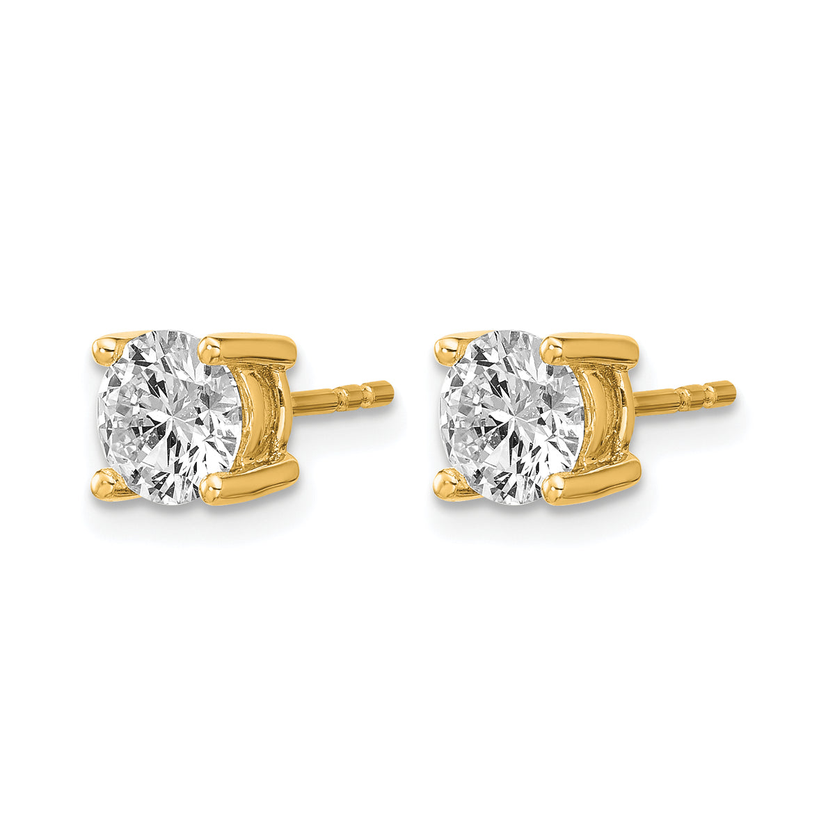 Lab Grown Diamond Gold 4-Prong Lightweight Solitaire Earrings - 14k Yellow Gold / 1-1/2 ctw. / VS+ F+