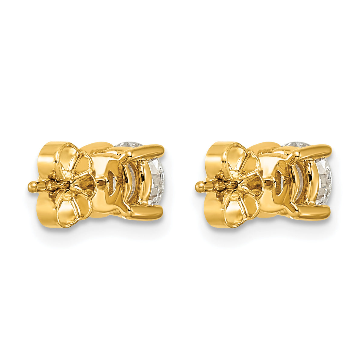 Lab Grown Diamond Gold 4-Prong Lightweight Solitaire Earrings - 14k Yellow Gold / 1-1/2 ctw. / VS+ F+