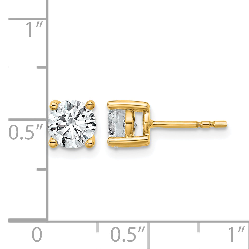 Round Lab Grown Diamond 4-Prong Studs - 14k Yellow Gold / 1-1/2 ctw. / VS+ F+