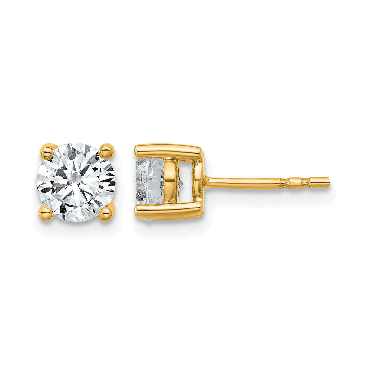 Round Lab Grown Diamond 4-Prong Studs - 14k Yellow Gold / 1-3/4 ctw. / VS+ F+