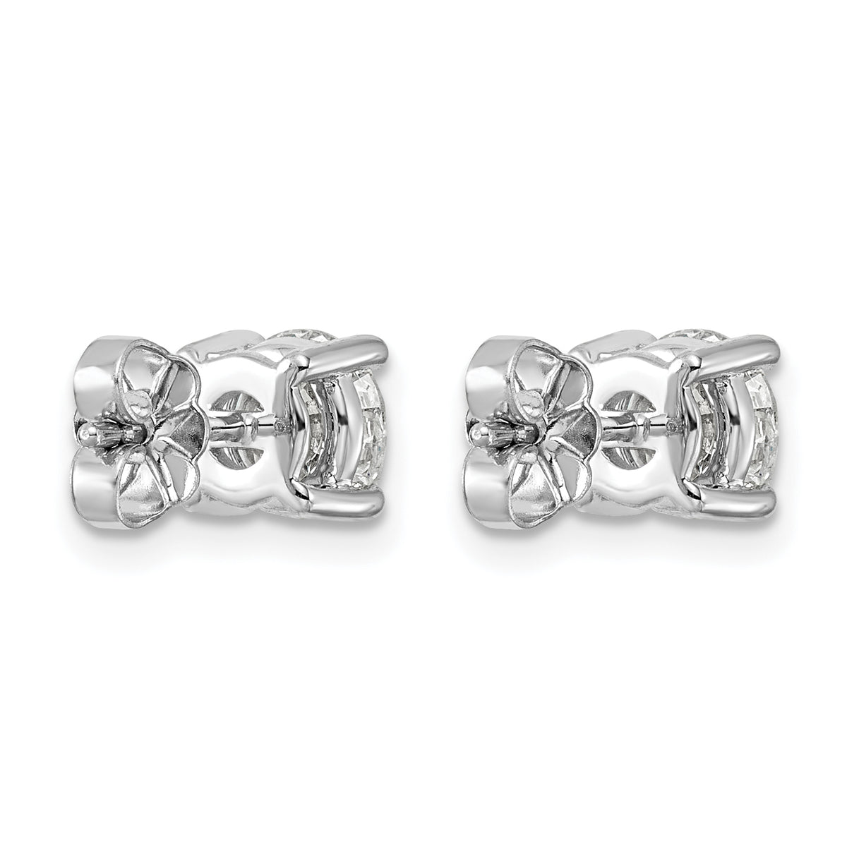Lab Grown Diamond Gold 4-Prong Lightweight Solitaire Earrings - 14k White Gold / 2 ctw. / VS+ F+
