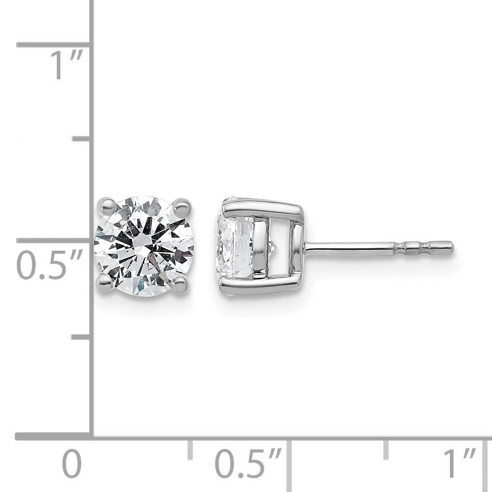 Round Lab Grown Diamond 4-Prong Studs - 14k White Gold / 2 ctw. / VS+ F+