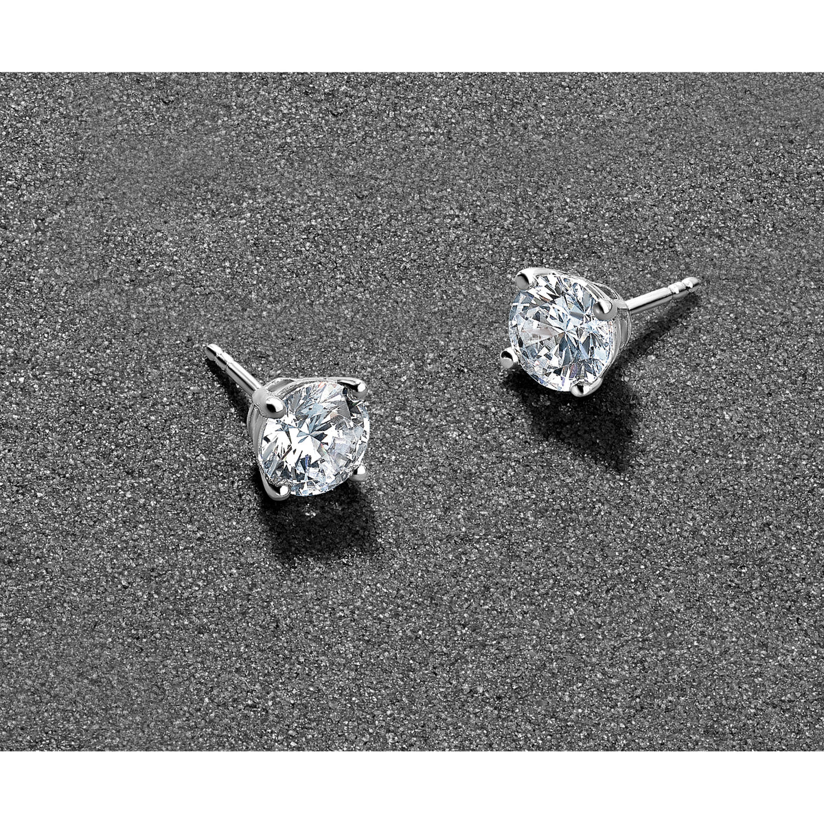 Round Lab Grown Diamond 4-Prong Studs - 14k White Gold / 1-2/5 ctw. / VS+ F+