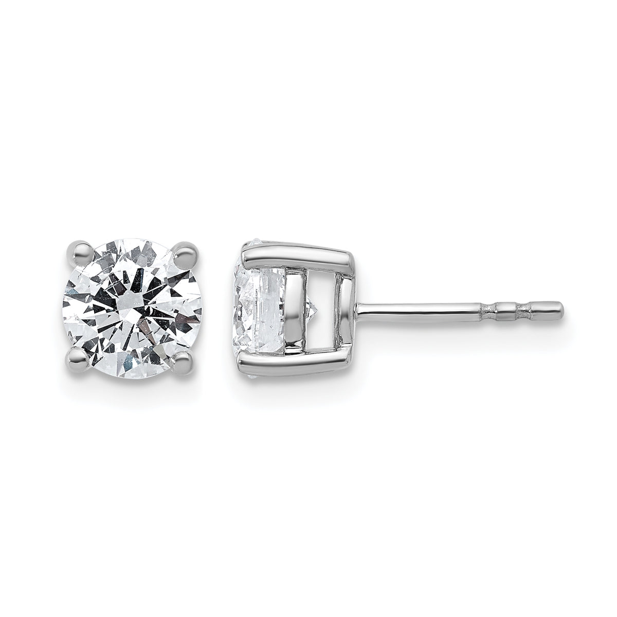 Round Lab Grown Diamond 4-Prong Studs - 14k White Gold / 2 ctw. / VS+ F+