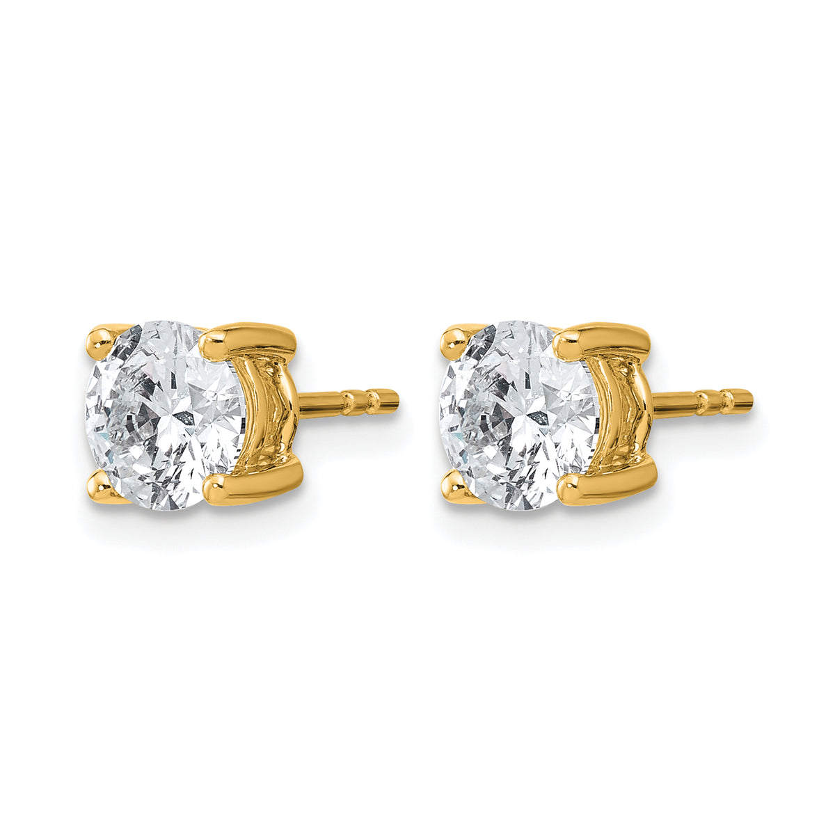 Lab Grown Diamond Gold 4-Prong Lightweight Solitaire Earrings - 14k Yellow Gold / 2 ctw. / VS+ F+