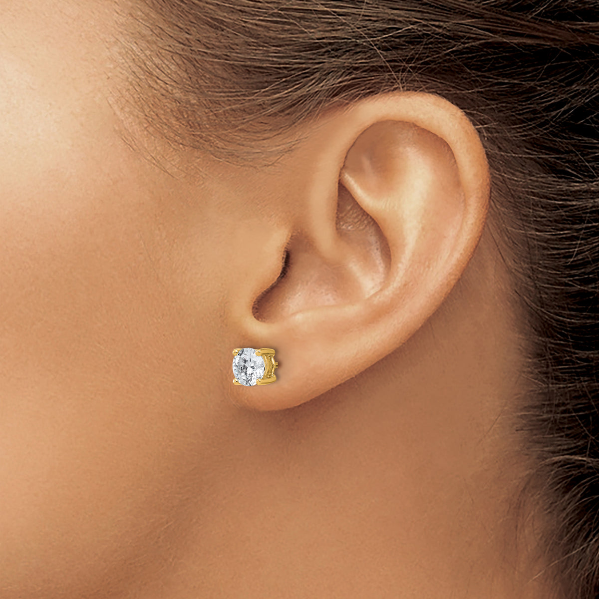 Round Lab Grown Diamond 4-Prong Studs - 14k Yellow Gold / 2 ctw. / VS+ F+