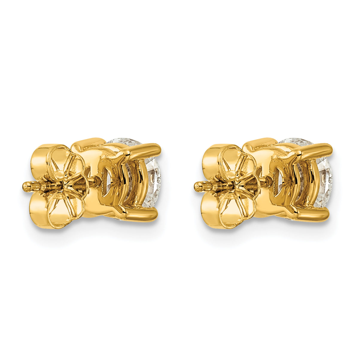Lab Grown Diamond Gold 4-Prong Lightweight Solitaire Earrings - 14k Yellow Gold / 2 ctw. / VS+ F+