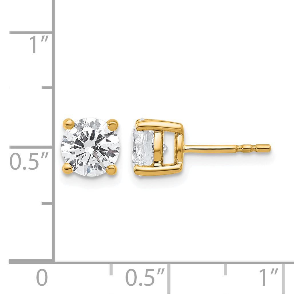 Lab Grown Diamond Gold 4-Prong Lightweight Solitaire Earrings - 14k Yellow Gold / 2 ctw. / VS+ F+