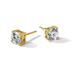 Round Lab Grown Diamond 4-Prong Studs - 14k Yellow Gold / 2 ctw. / VS+ F+