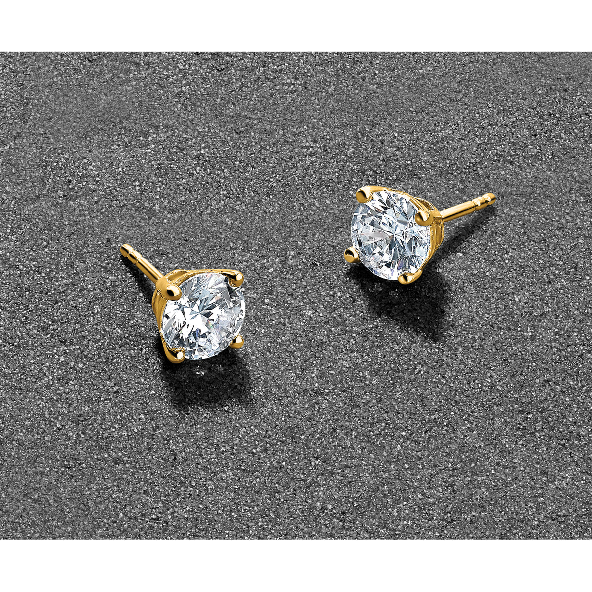 Round Lab Grown Diamond 4-Prong Studs - 14k Yellow Gold / 2/3 ctw. / VS+ F+ Certified