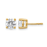 Round Lab Grown Diamond 4-Prong Studs - 14k Yellow Gold / 2 ctw. / VS+ F+