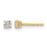 Lab Grown Diamond Gold 4-Prong Lightweight Solitaire Earrings - 10k Yellow Gold / 1/4 ctw. / VS+ F+