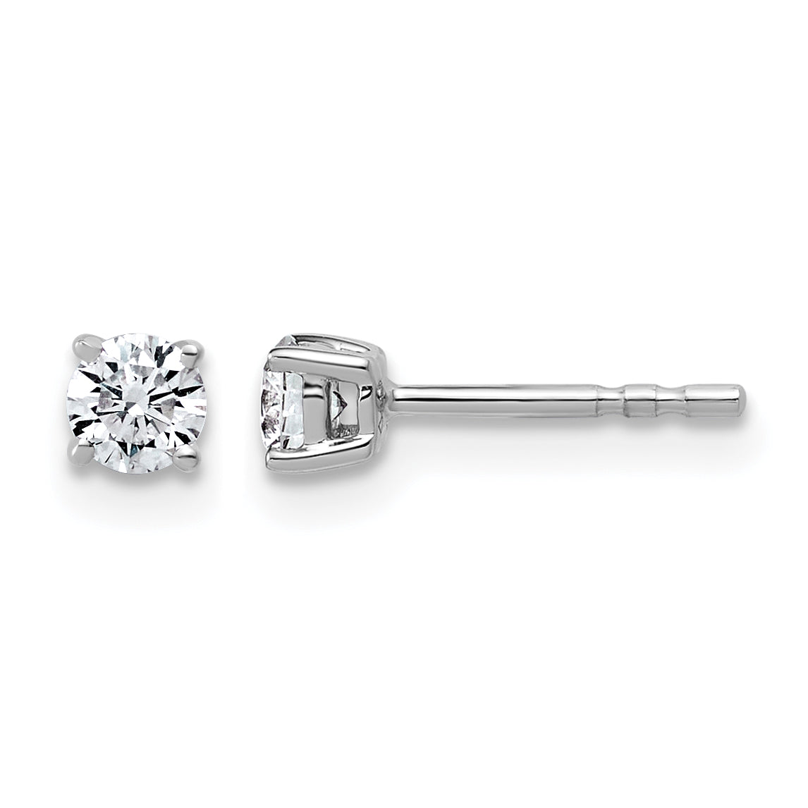 Lab Grown Diamond Gold 4-Prong Lightweight Solitaire Earrings - 10k White Gold / 1/3 ctw. / VS+ F+