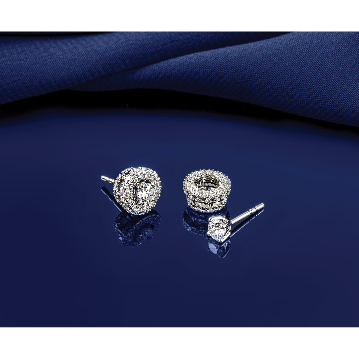 Lab Grown Diamond Gold 4-Prong Lightweight Solitaire Earrings - 10k White Gold / 1/3 ctw. / VS+ F+