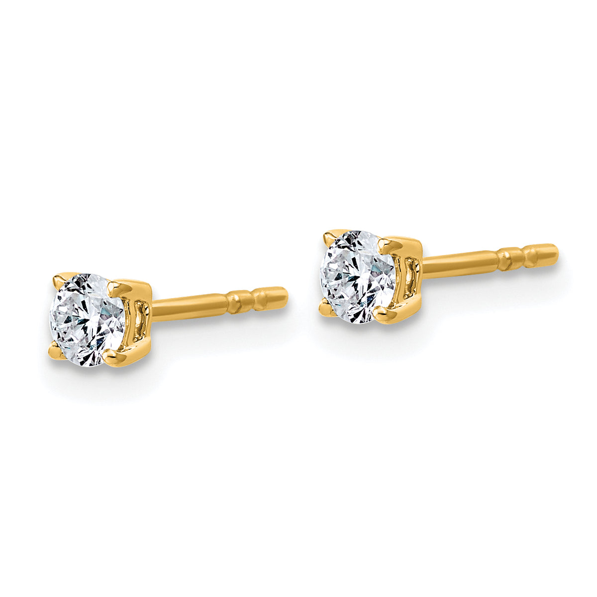 Lab Grown Diamond Gold 4-Prong Lightweight Solitaire Earrings - 14k Yellow Gold / 1/3 ctw. / VS+ F+