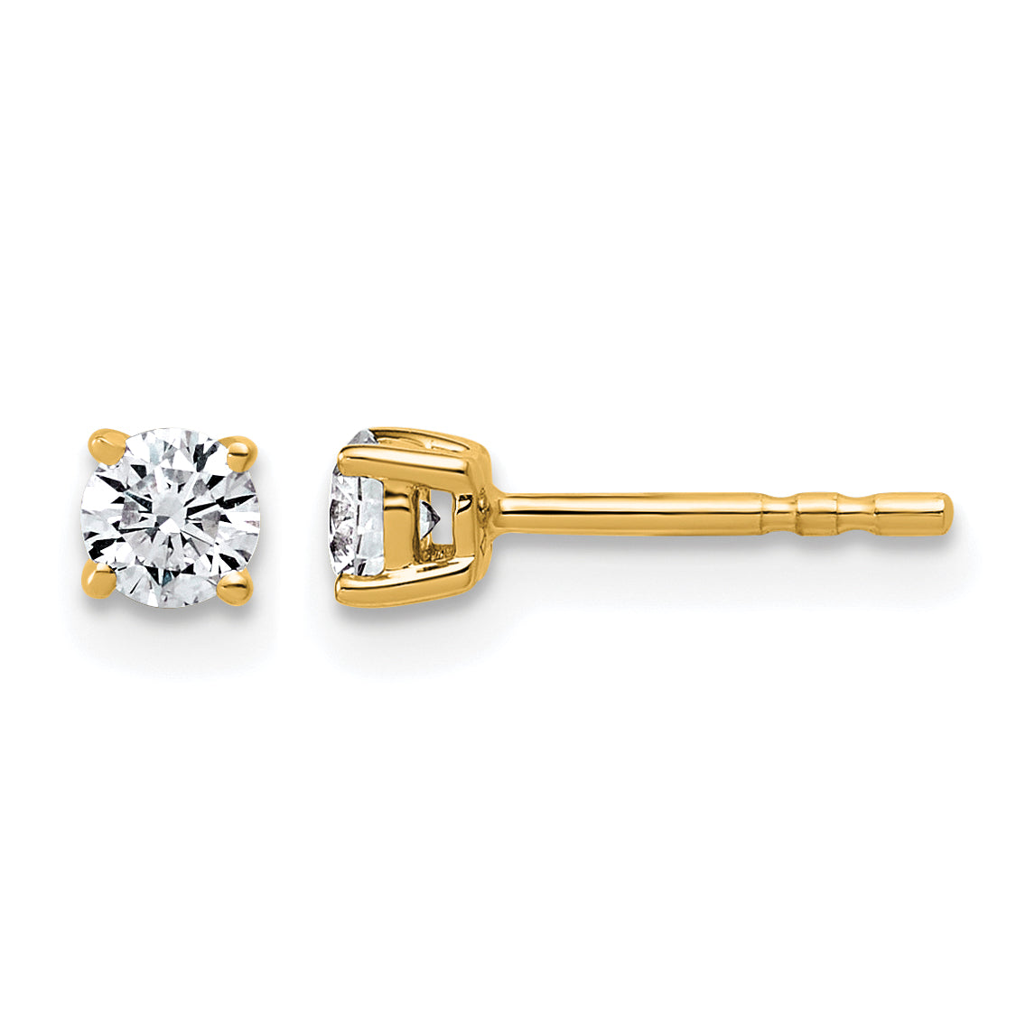 Lab Grown Diamond Gold 4-Prong Lightweight Solitaire Earrings - 14k Yellow Gold / 1/3 ctw. / VS+ F+