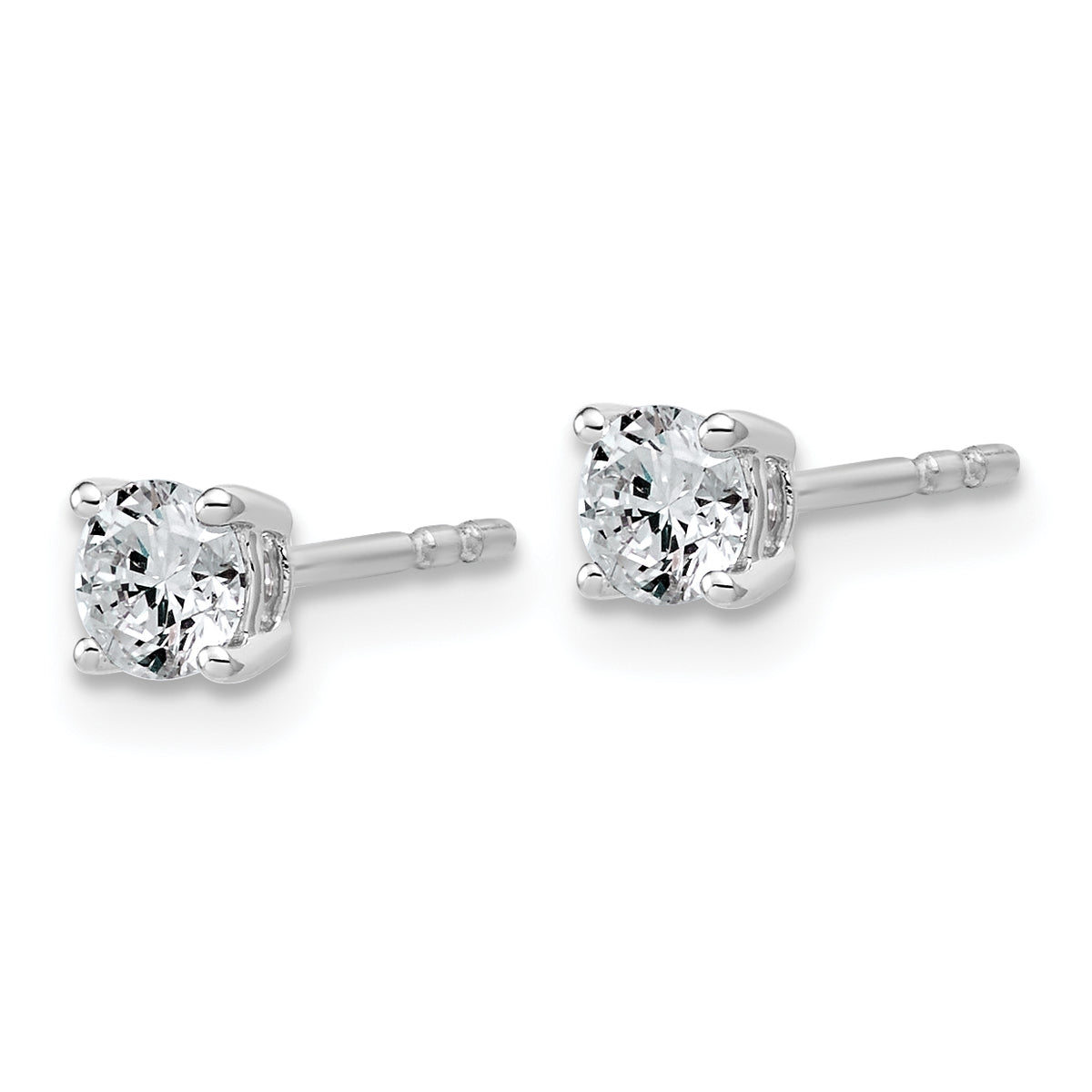 Lab Grown Diamond Gold 4-Prong Lightweight Solitaire Earrings - 10k White Gold / 1/2 ctw. / VS+ F+