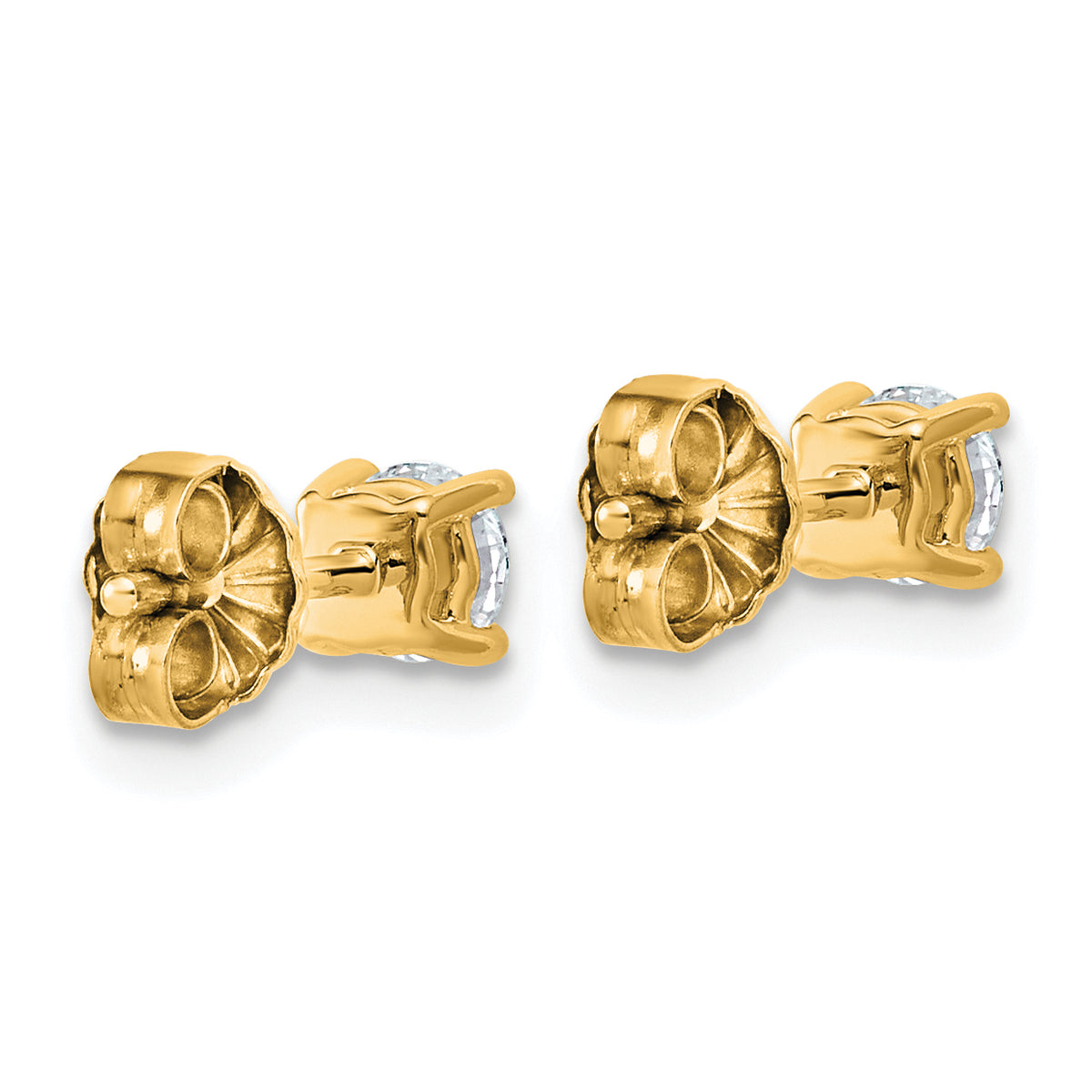 Lab Grown Diamond Gold 4-Prong Lightweight Solitaire Earrings - 10k Yellow Gold / 1/2 ctw. / VS+ F+