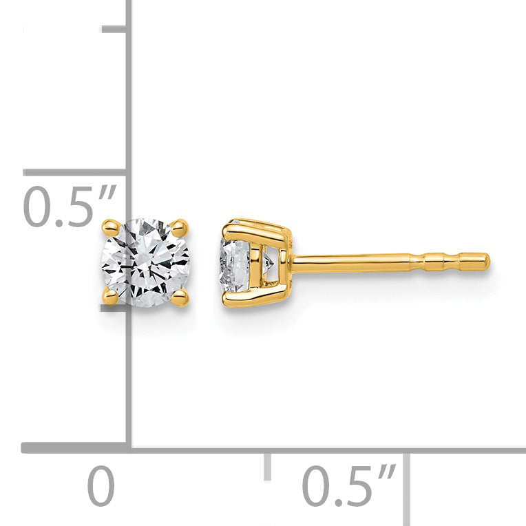 Lab Grown Diamond Gold 4-Prong Lightweight Solitaire Earrings - 10k Yellow Gold / 1/2 ctw. / VS+ F+