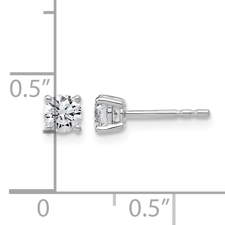 Lab Grown Diamond Gold 4-Prong Lightweight Solitaire Earrings - 14k White Gold / 1/2 ctw. / VS+ F+