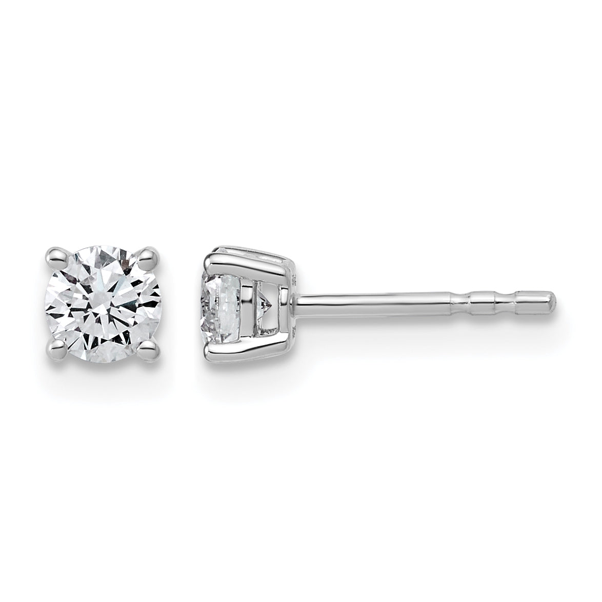 Lab Grown Diamond Gold 4-Prong Lightweight Solitaire Earrings - 14k White Gold / 1/2 ctw. / VS+ F+