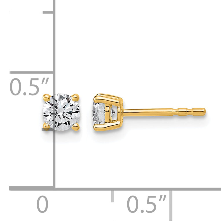 Lab Grown Diamond Gold 4-Prong Lightweight Solitaire Earrings - 14k Yellow Gold / 1/2 ctw. / VS+ F+