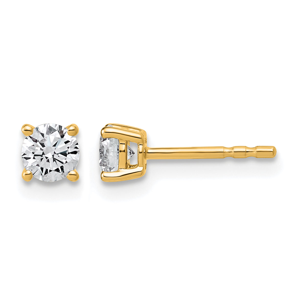 Lab Grown Diamond Gold 4-Prong Lightweight Solitaire Earrings - 14k Yellow Gold / 1/2 ctw. / VS+ F+