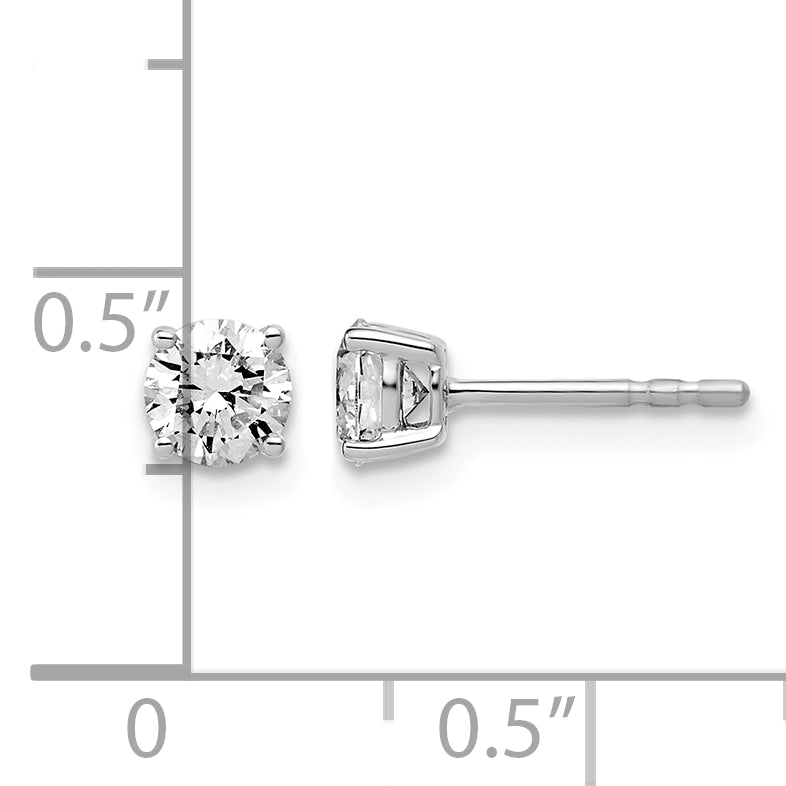 Lab Grown Diamond Gold 4-Prong Lightweight Solitaire Earrings - 10k White Gold / 2/3 ctw. / VS+ F+
