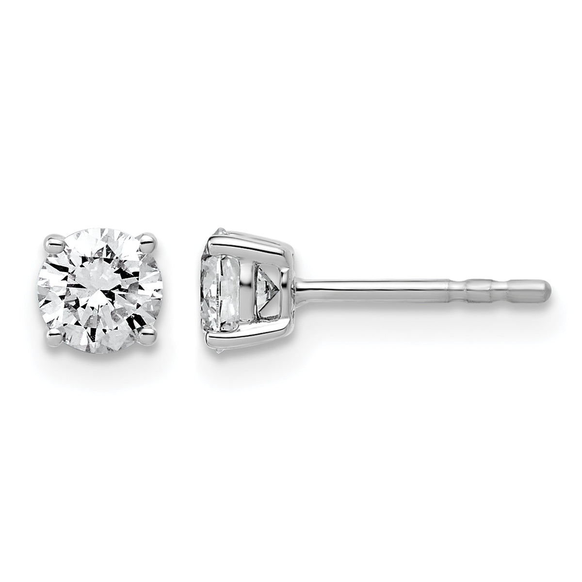 Lab Grown Diamond Gold 4-Prong Lightweight Solitaire Earrings - 10k White Gold / 2/3 ctw. / VS+ F+