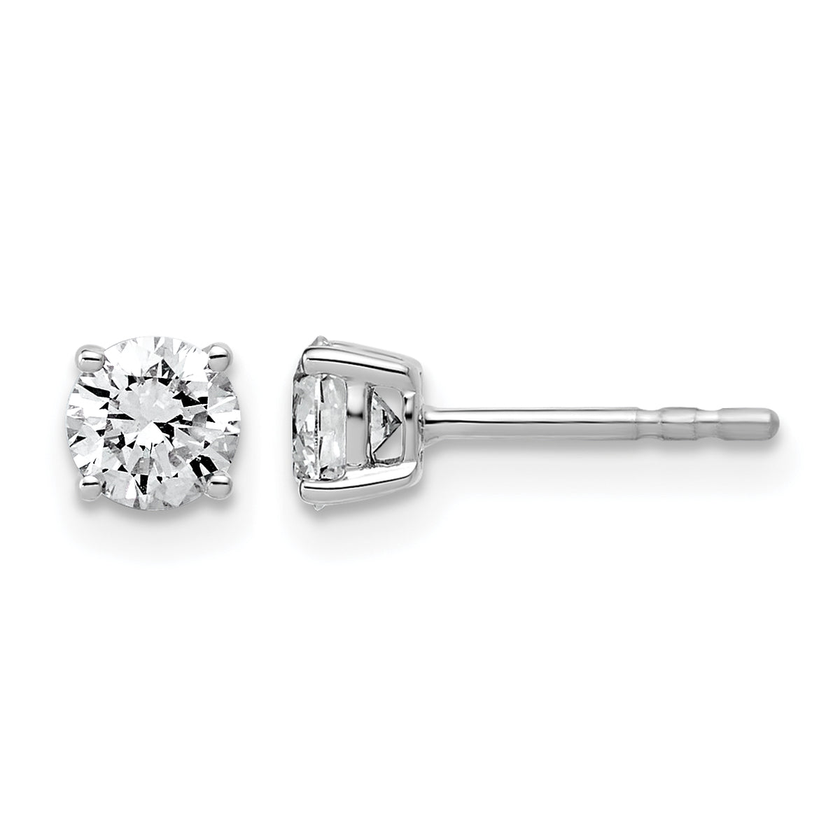 Lab Grown Diamond Gold 4-Prong Lightweight Solitaire Earrings - 14k White Gold / 2/3 ctw. / VS+ F+